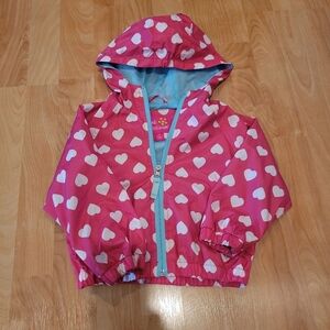 Toddler Hooded Rain Coat Spring Jacket Pink Heart Size 2T